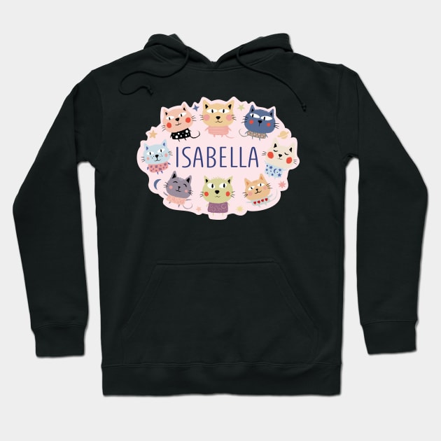 Isabella name with cartoon cats Hoodie by WildMeART